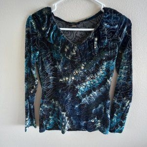 Susan Lawrence Elegant Velvet Top, Ruffled V-neck